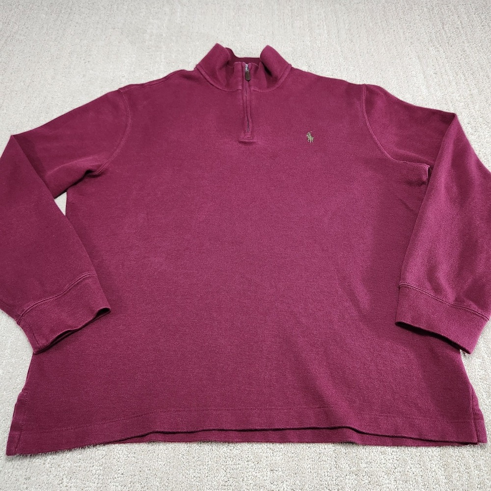 Polo Ralph Lauren 1/4 Zip Sweater Men Large Estate Rib‎ Cotton Minimal Luxury